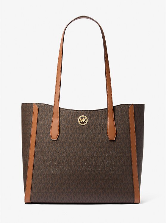 Leida Large Signature Logo Tote Bag-BROWN