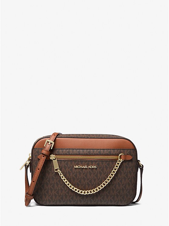 Jet Set Large Logo Crossbody Bag – BROWN