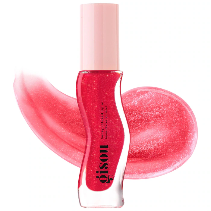 Gisou Honey Infused Hydrating Lip Oil – Cherry On The Cake – Sheer Pinky Red ShimmerNewLimited Edition
