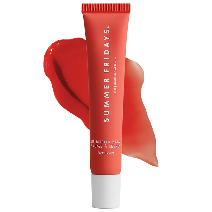 Summer Fridays Lip Butter Balm for Hydration & Shine – Poppy – sheer citrus coral