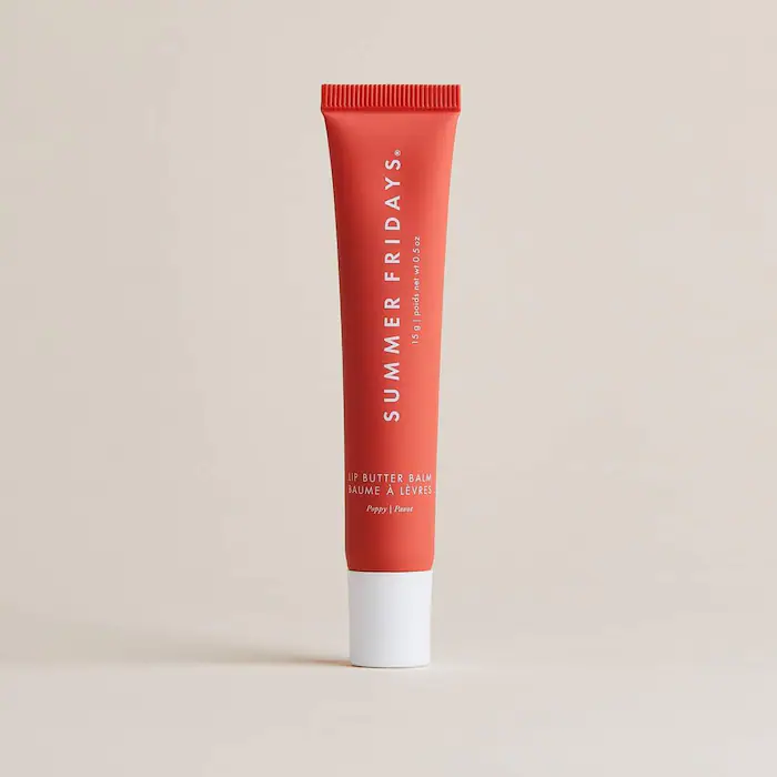 Summer Fridays Lip Butter Balm for Hydration & Shine – Poppy – sheer citrus coral