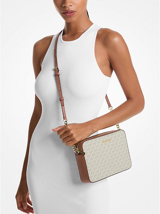 Jet Set Large Printed Logo Crossbody Bag-VANILLA