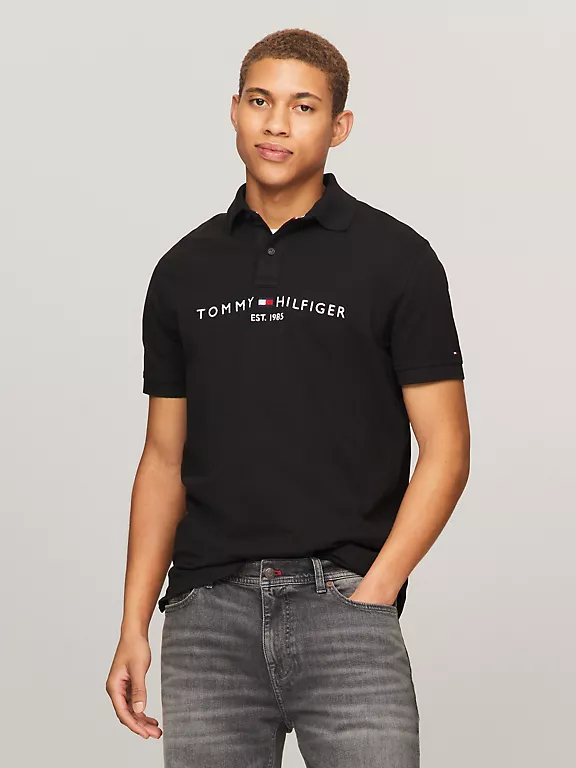 Tommy Hilfiger Embroidered Tommy Graphic Polo-Black
