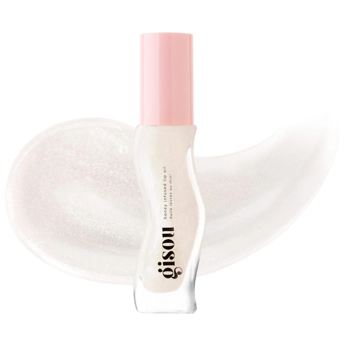 Gisou Honey Infused Hydrating Lip Oil – Coconut Frost – Clear Crystal Shimmer