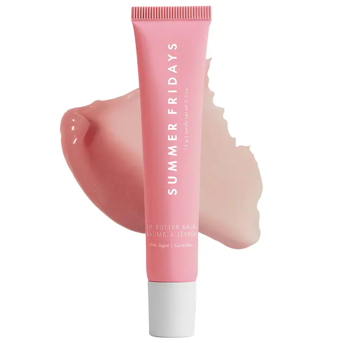 Summer Fridays Lip Butter Balm for Hydration & Shine – Pink Sugar – sheer light pink