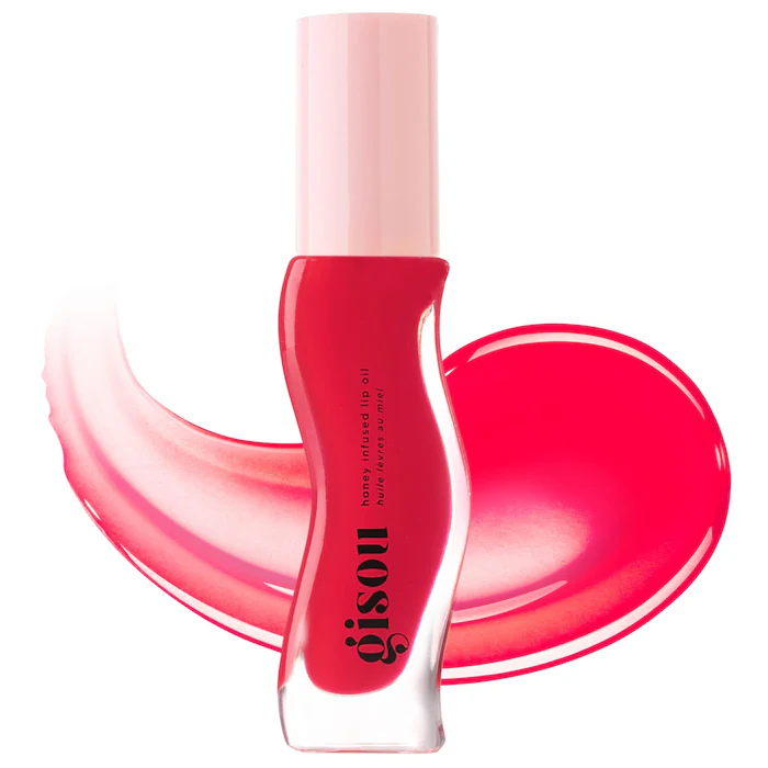 Gisou Honey Infused Hydrating Lip Oil -Strawberry Sorbet – Sheer Pinky Red