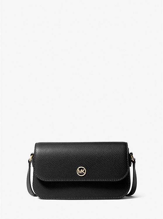 Michael Kors Jet Set Travel Small Pebbled Leather Crossbody Bag (BLACK)
