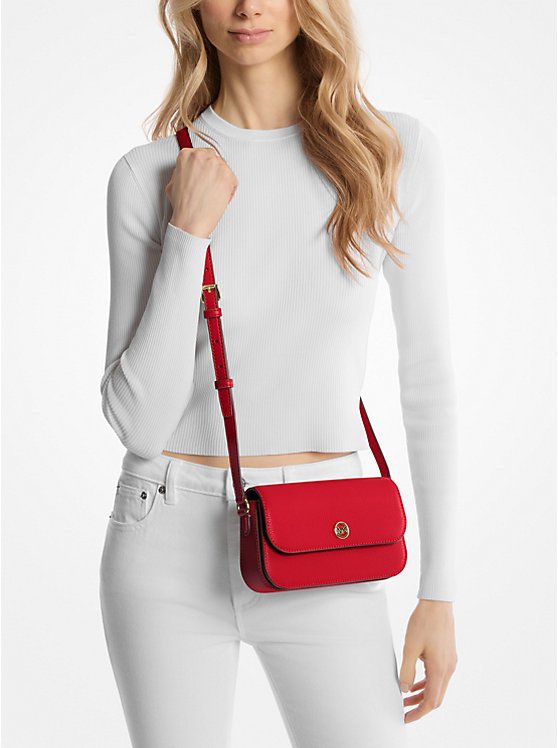 Michael Kors Jet Set Travel Small Pebbled Leather Crossbody Bag (BRIGHT RED)