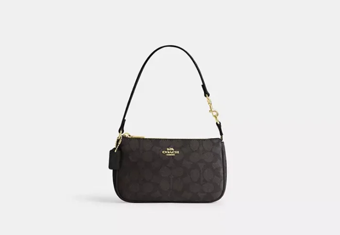 Coach Nolita 19 In Signature Canvas Gold/Walnut/Black