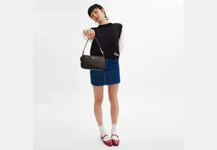 Coach Nolita 19 In Signature Canvas Gold/Walnut/Black