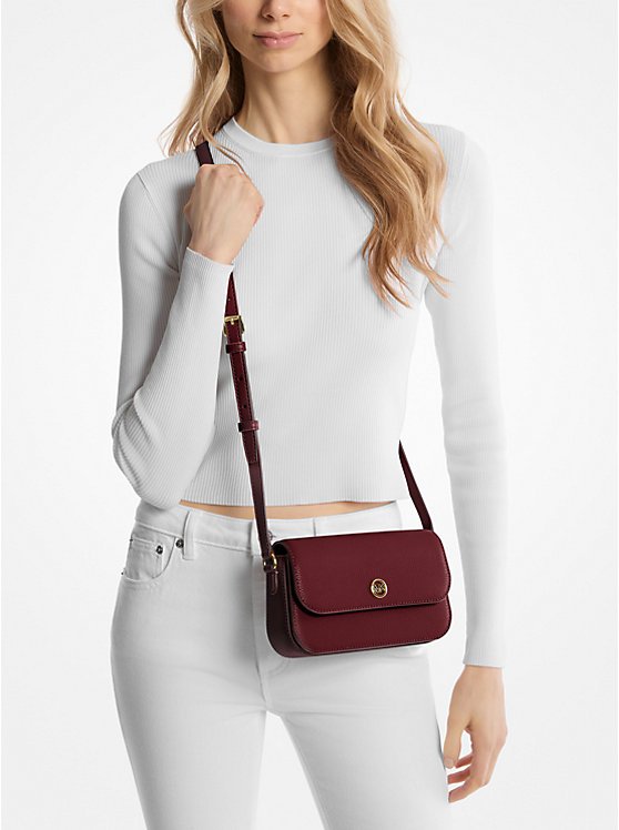 Michael Kors Jet Set Travel Small Pebbled Leather Crossbody Bag (OXBLOOD)