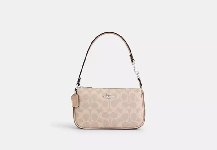 Coach Nolita 19 In Signature Canvas Silver/Sand/Taupe Multi