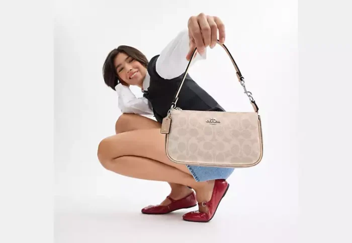 Coach Nolita 19 In Signature Canvas Silver/Sand/Taupe Multi