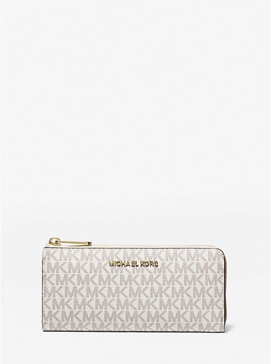 Michael Kors Jet Set Travel Large Logo Quarter-Zip Wallet (VANILLA)