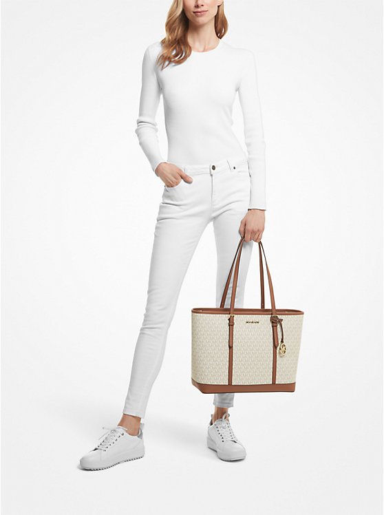 Michael Kors Jet Set Travel Large Logo Tote Bag (VANILLA)