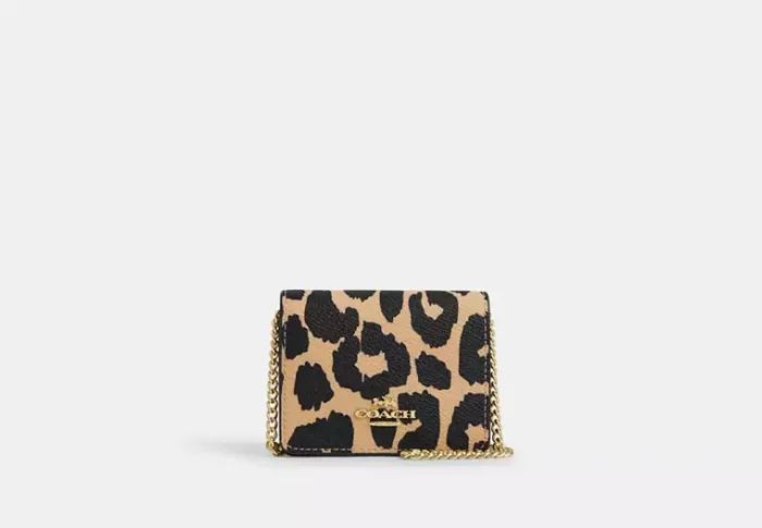 Mini Wallet On A Chain With Leopard Print