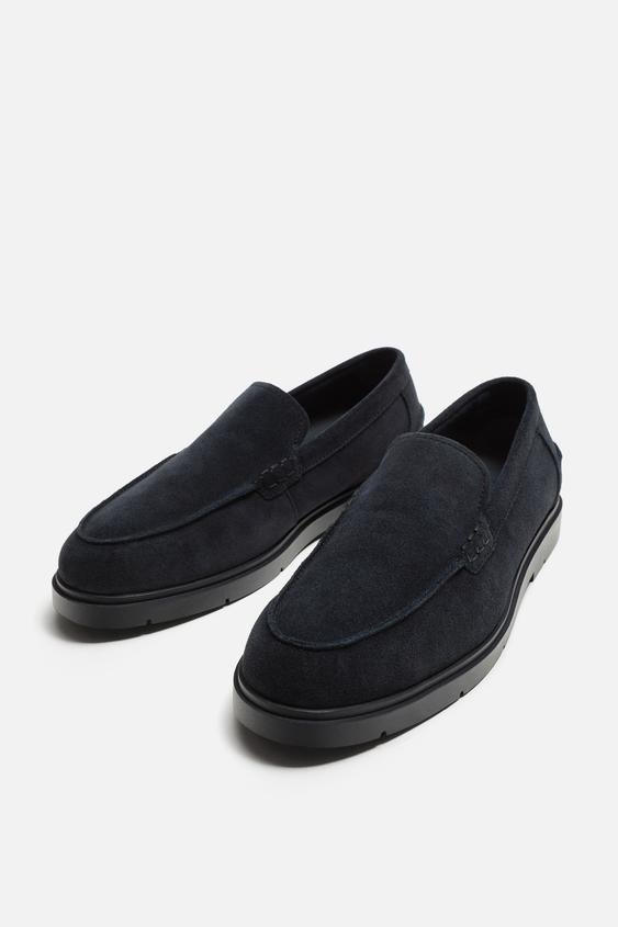 ZARA-CASUAL LEATHER LOAFERS-Blue