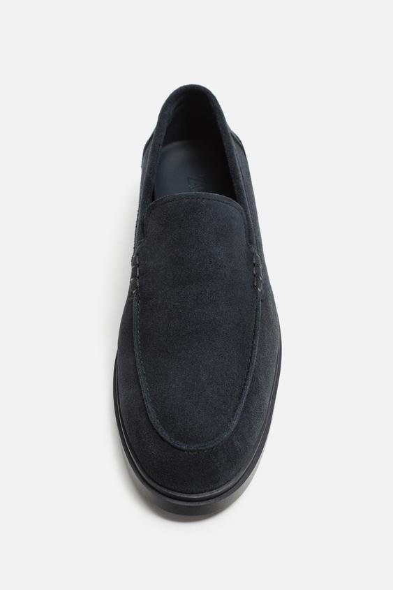 ZARA-CASUAL LEATHER LOAFERS-Blue