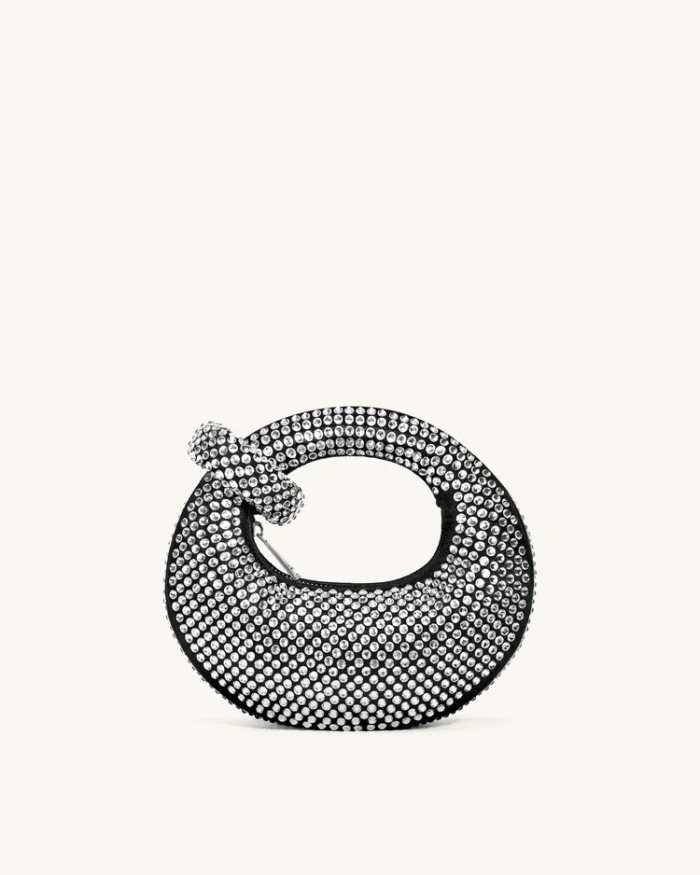 Abacus Artificial Crystal Mini Top Handle Bag – Black