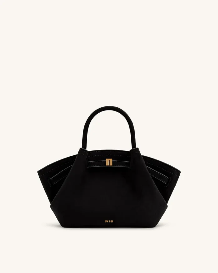 Hana Mini Faux Suede Tote Bag – Black