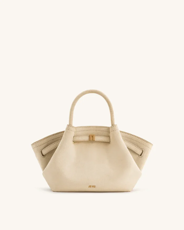 Hana Mini Faux Suede Tote Bag – Off White