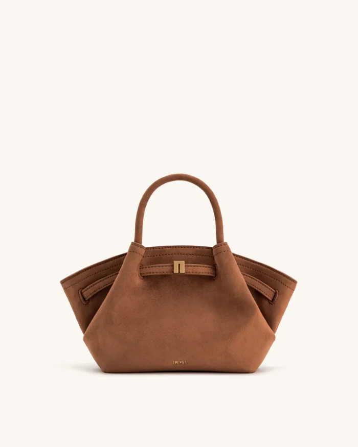 Hana Mini Faux Suede Tote Bag – Brown