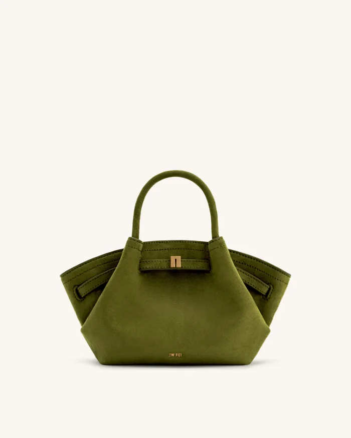 Hana Mini Faux Suede Tote Bag – Dark Olive